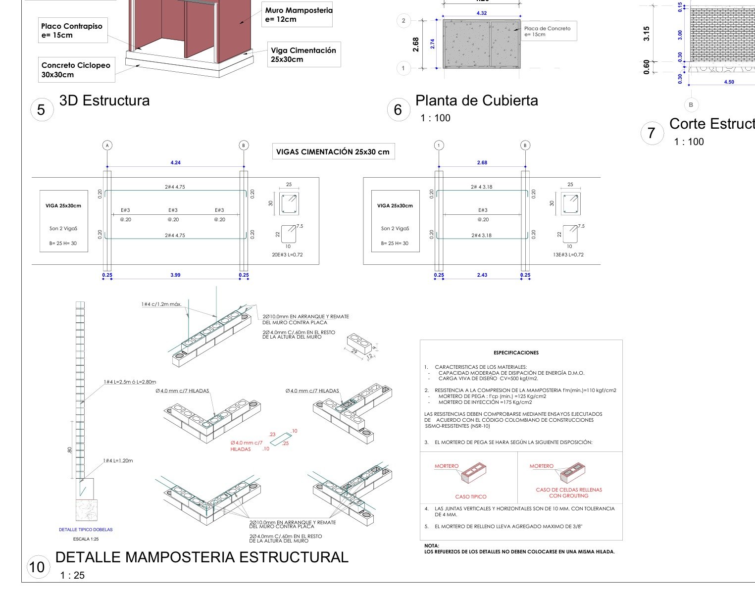Plano de mampostería estructural