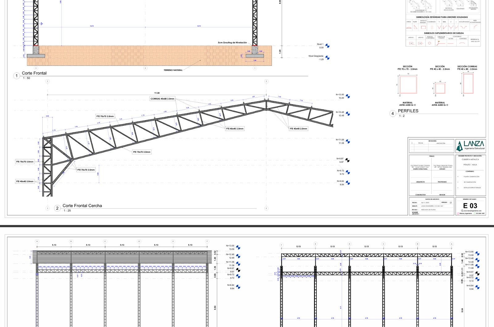 Plano estructural metálico